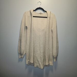 MUDD Cream Oversized Cable Knit Hooded Cardigan with cuffed sleeves | XSmall